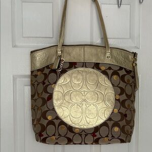 Gold and Brown Designer Tote Bag